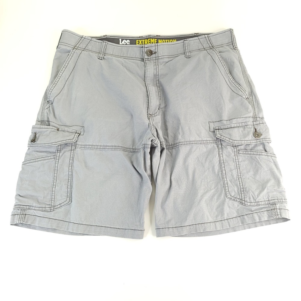 Lee Extreme Motion Cargo Shorts Mens 36 x‎ 10 Light Gray Stretch Hiking Casual